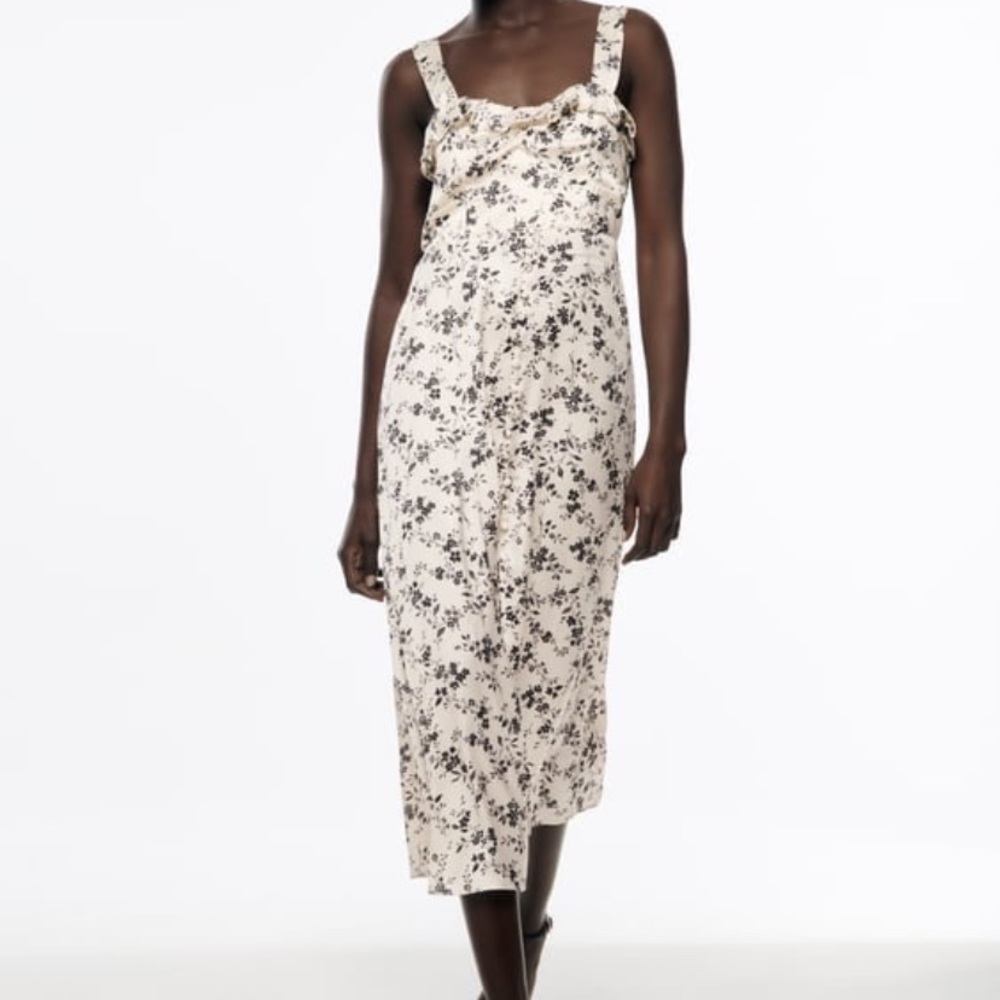 NEW ZARA Floral Print Camisole Dress size S in satin finish
